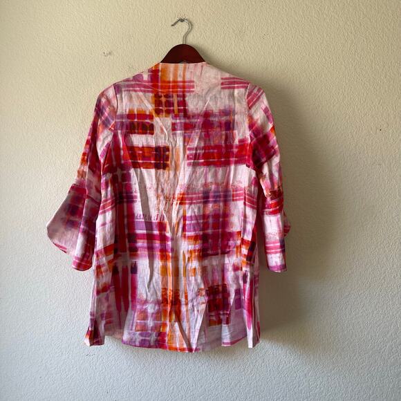 Vintage y2k linen pink one button top size small - Picture 2 of 7